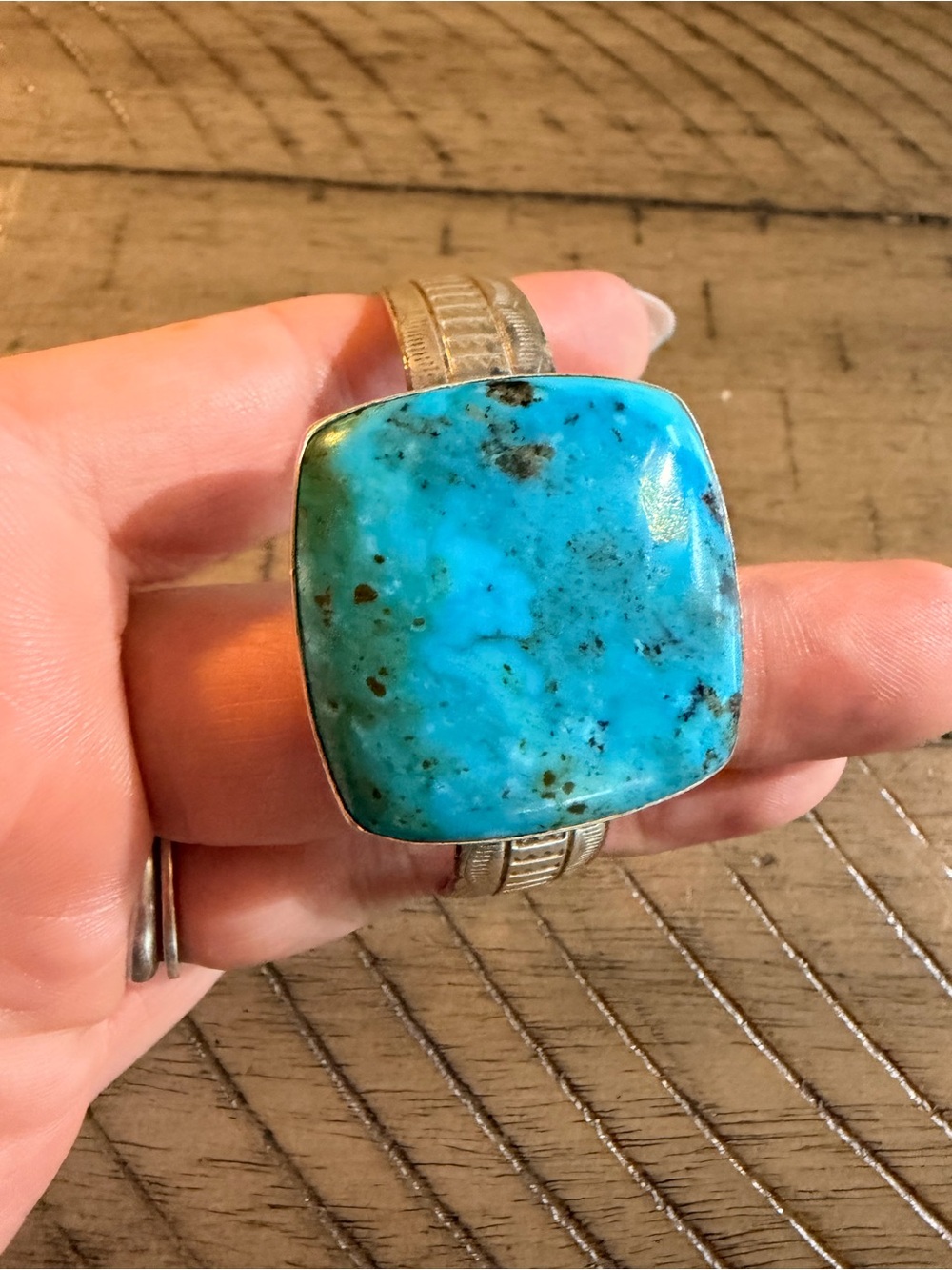Jay King Turquoise Stone Silver Cuff Bracelet -